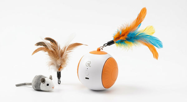 Motion-Sensor Robotic Feather Wand Cat Toy - Automatic Play